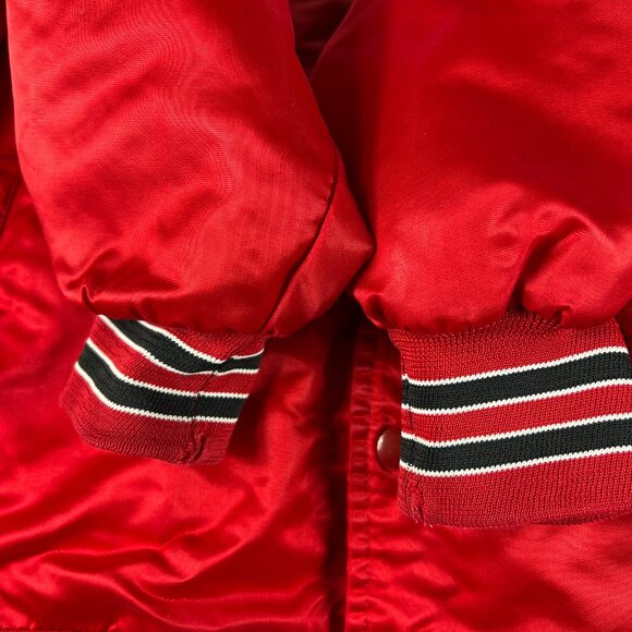 VTG 90s NBA Chicago Bulls Satin Jacket Adult Extra Large Red Snap Button Bomber - Picture 6 of 16